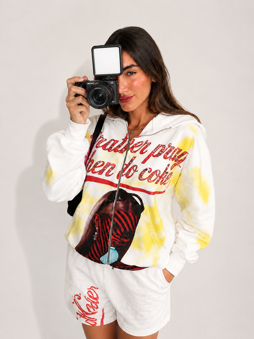 WHITE RHINESTONES I RATHER PRAY HOODIE